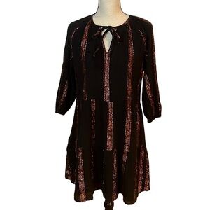 Anthropologie Adelyn Rae Black & Bronze Dress Sz-M
